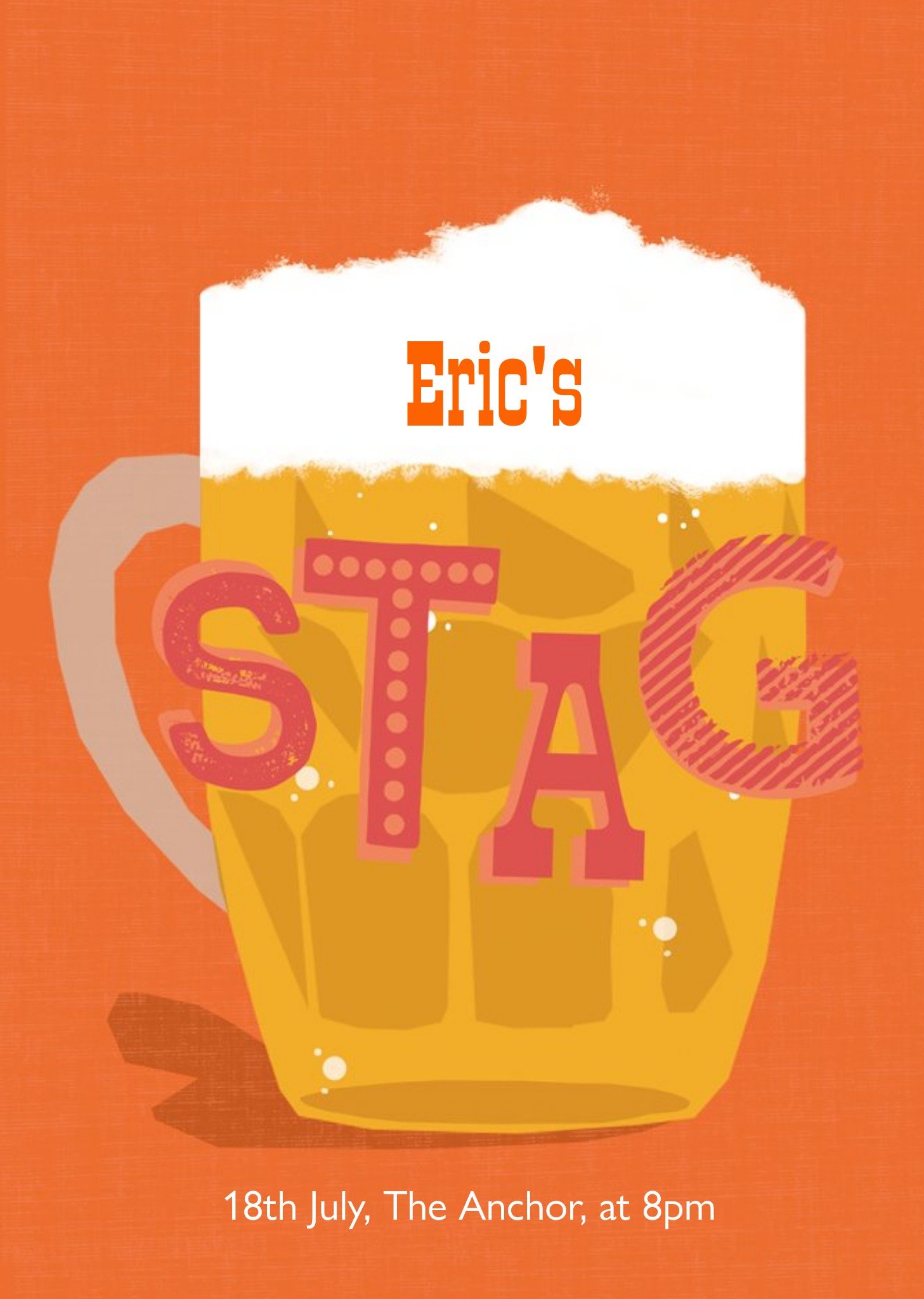 Cartoon Beer Personalised Stag Party Invitation Ecard