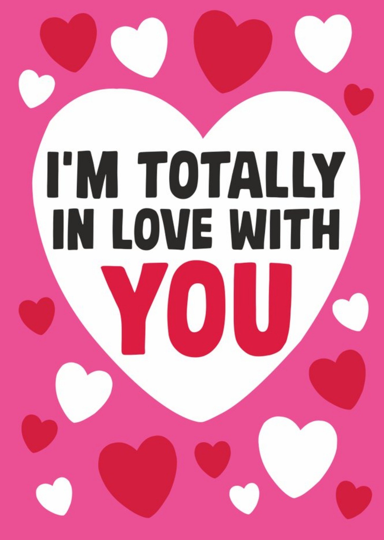 Moonpig Bright Typographic Heart In Love With You Valentines Day Card, Large