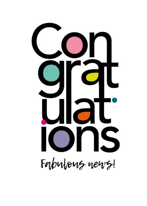 Modern Typographic Congratulations Fabulous News Congratulations Card