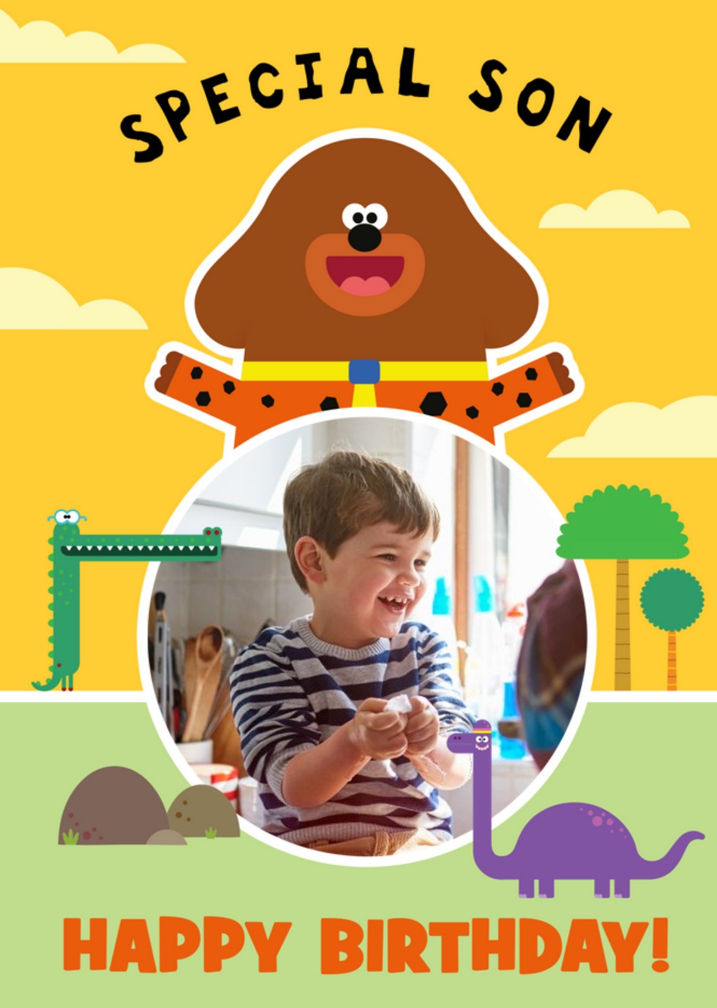 Hey Duggee Special Son Dinosaur Photo Upload Birthday Card Ecard