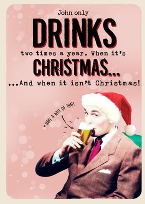 Drinks And Christmas Personalised Joke Card