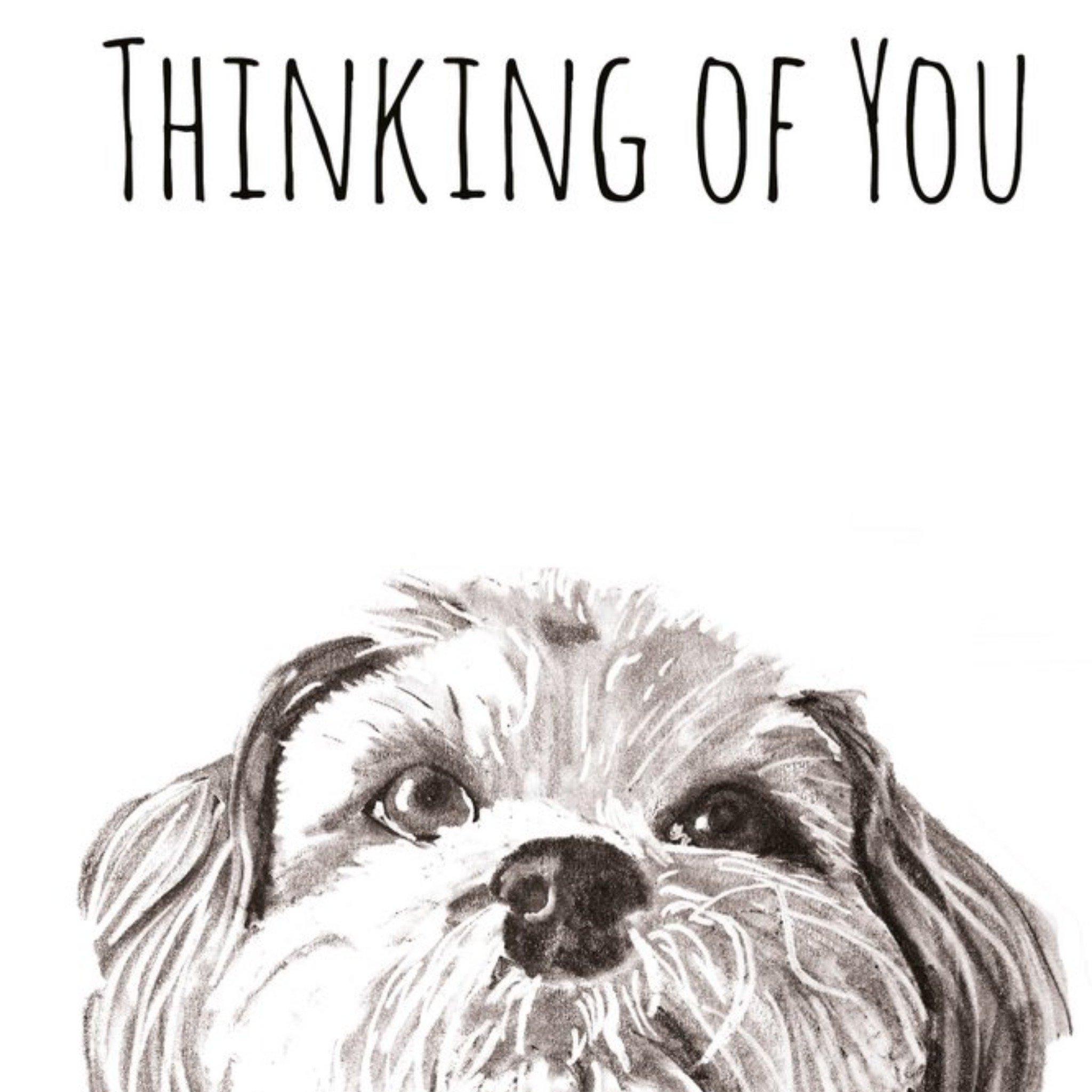 Illustrated Watercolour Dog Thinking Of You Card, Square