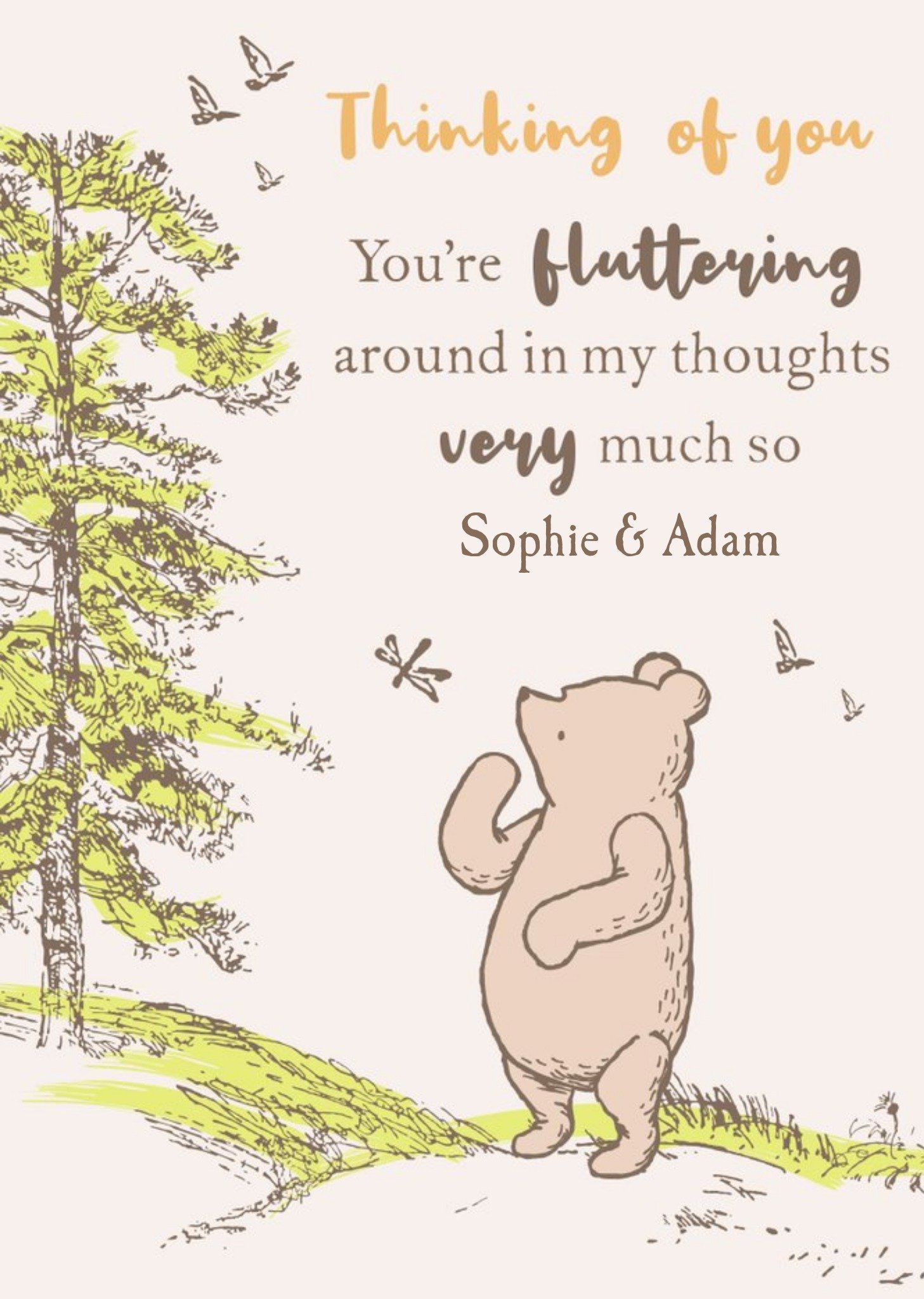 Winnie The Pooh You're Fluttering Around My Thoughts Thinking Of You Card Ecard