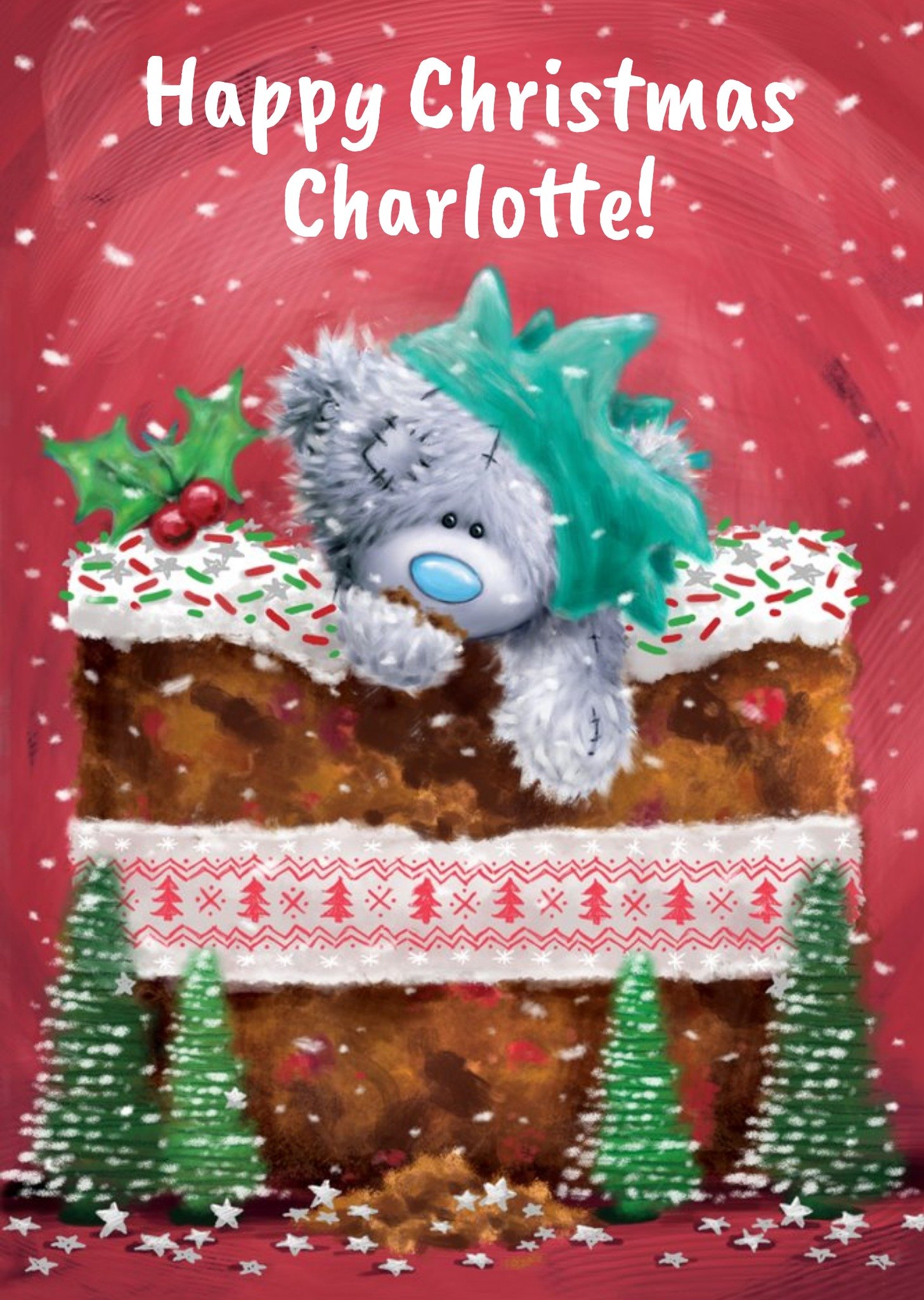 Me To You Tatty Teddy Giant Christmas Pudding Personalised Card, Large