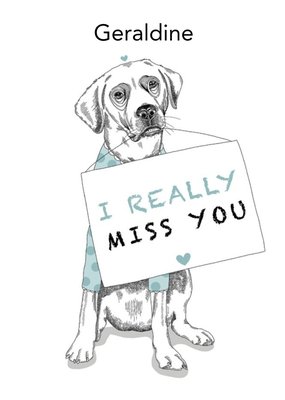 Dotty Dog Art Thinking of you Dog Trendy Miss You Cute Card