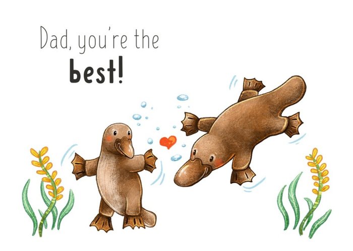 Cute Illustration Of Two Platypuses Father's Day Card