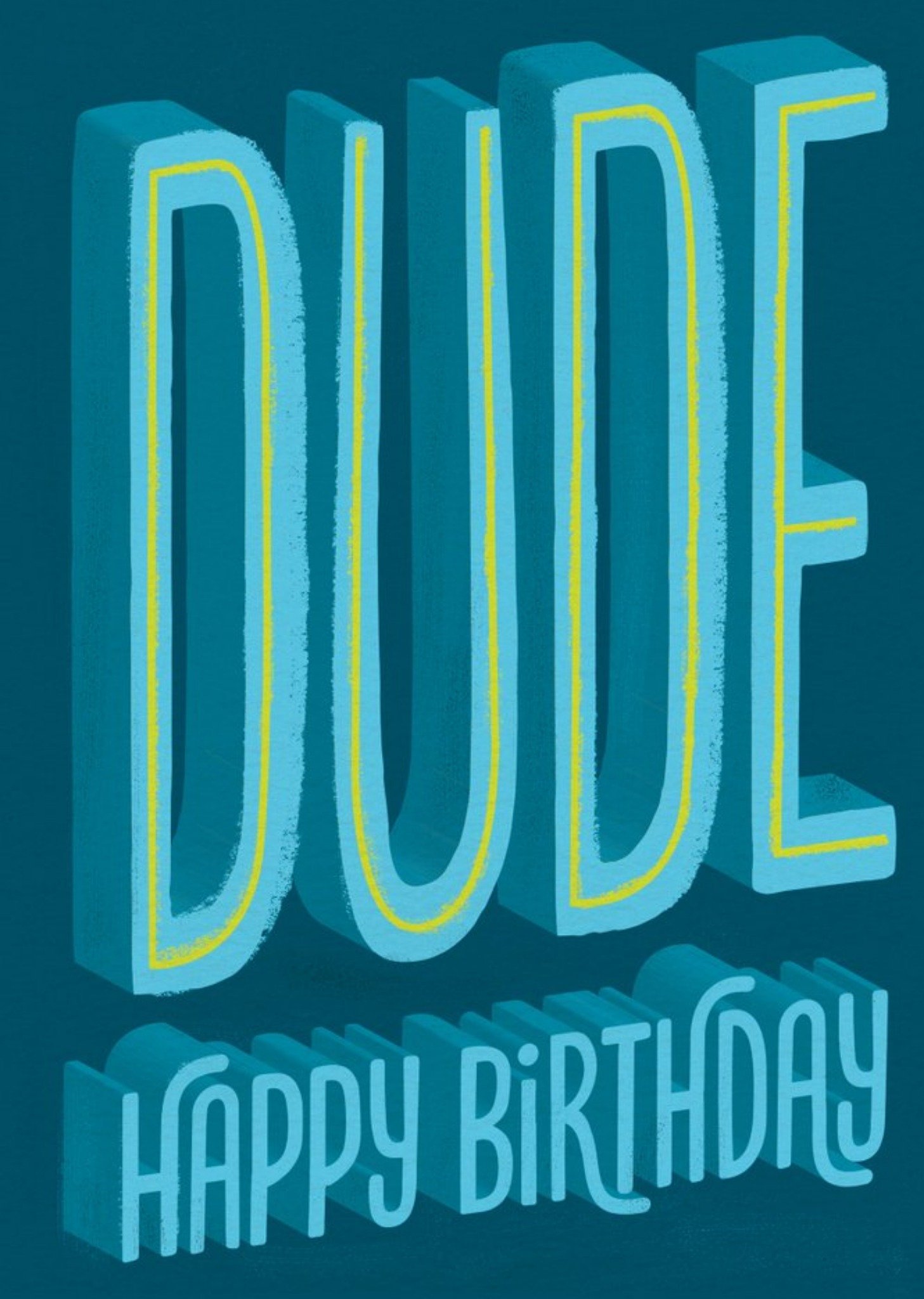 Blue 3D Typography Dude Happy Birthday Card Ecard