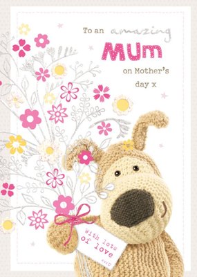 Boofle Bouquet of Pink Silver and Yellow Flowers Mother’s Day Card