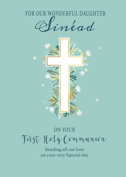 Colette Barker Cross Floral Holy Communion Card