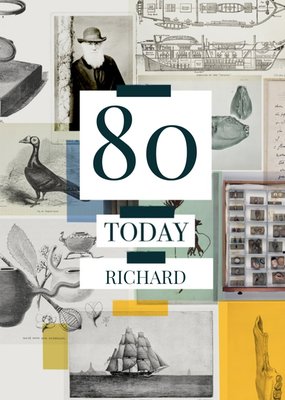 Natural History Museum Personalised 80th Birthday Card
