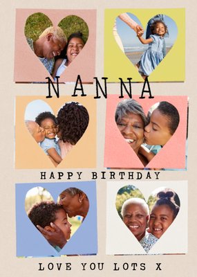 Featuring Six Heart Photo Frames Nanna Photo Upload Birthday Card