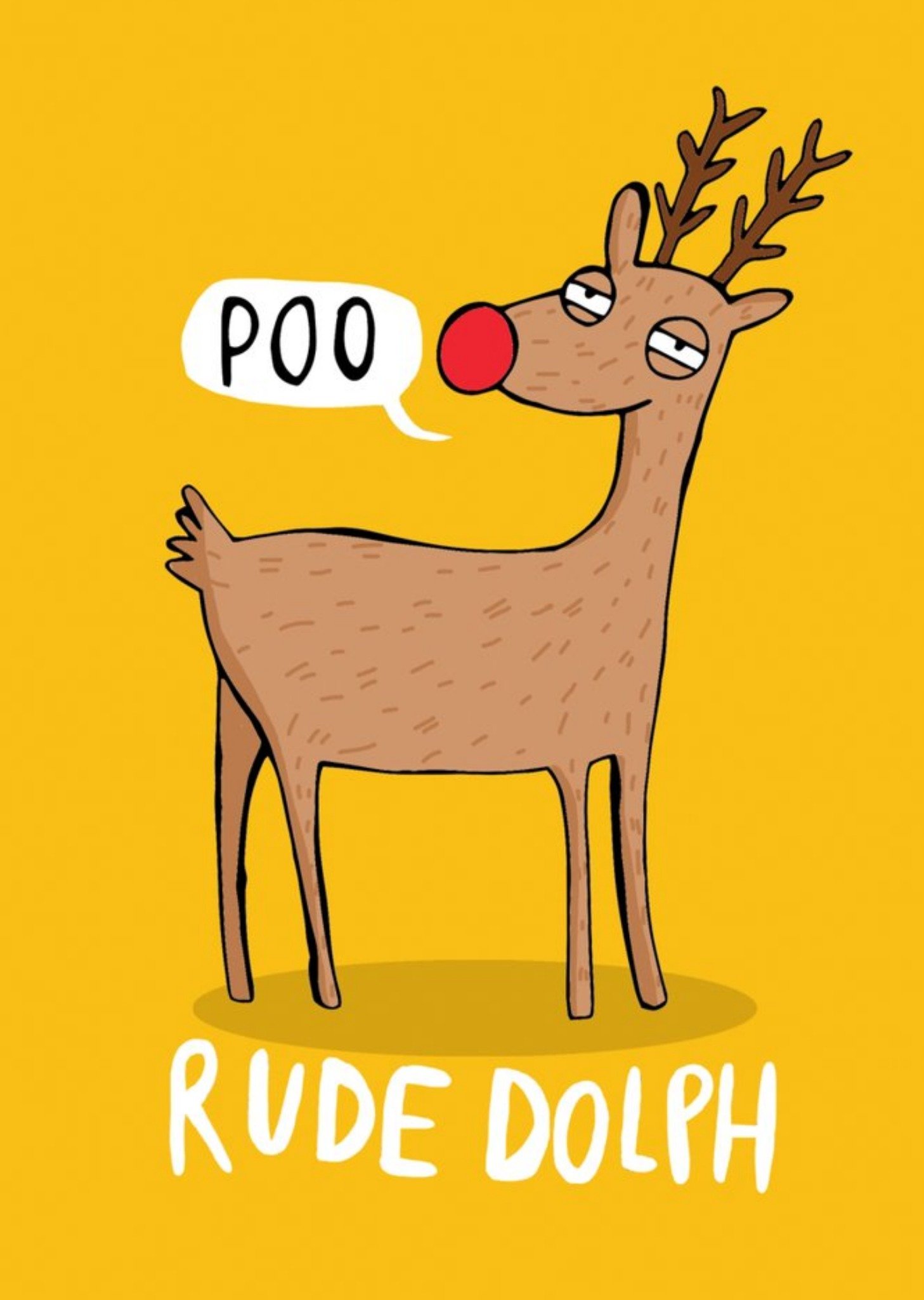 Moonpig Cute Cartoon Pun Rude Dolph Poo Christmas Car, Large Card