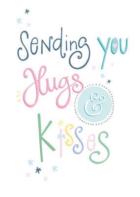 Sending You Hugs And Kisses Typographic Card