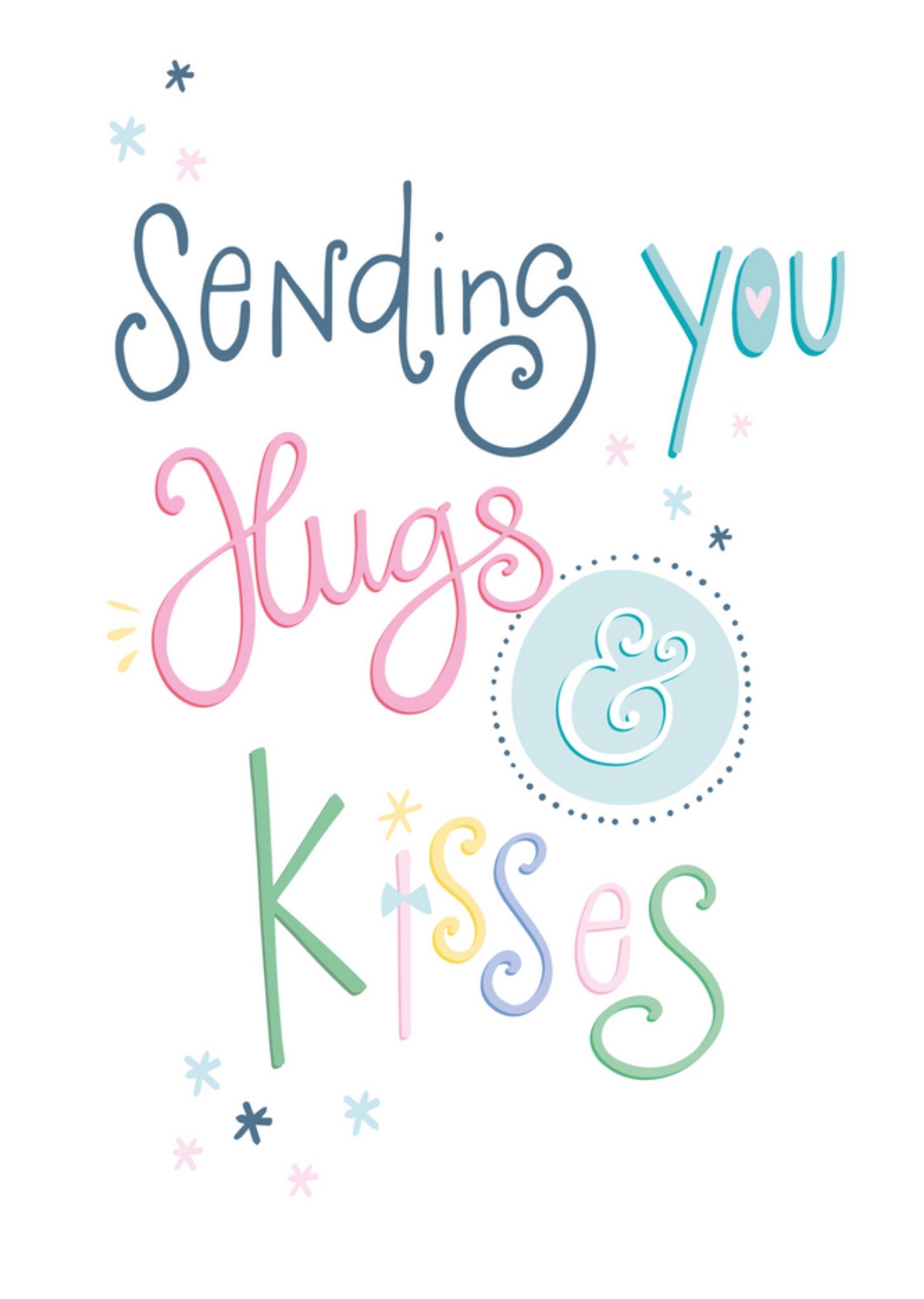 Sending You Hugs And Kisses Typographic Card Ecard