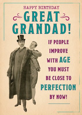 Pigment Illustrated Age Victorian Vintage Grandad Birthday Card  