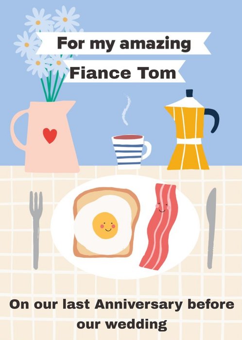 Illustrated Breakfast Table Pre Wedding Anniversary Card