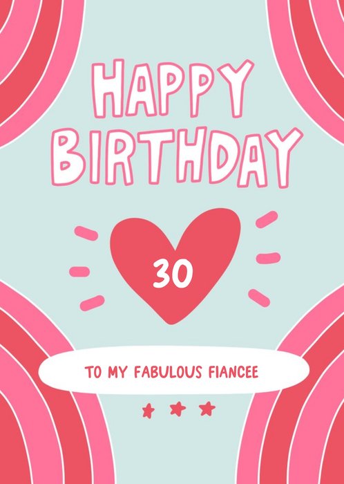 Pink Typographic Fiancee Birthday Card