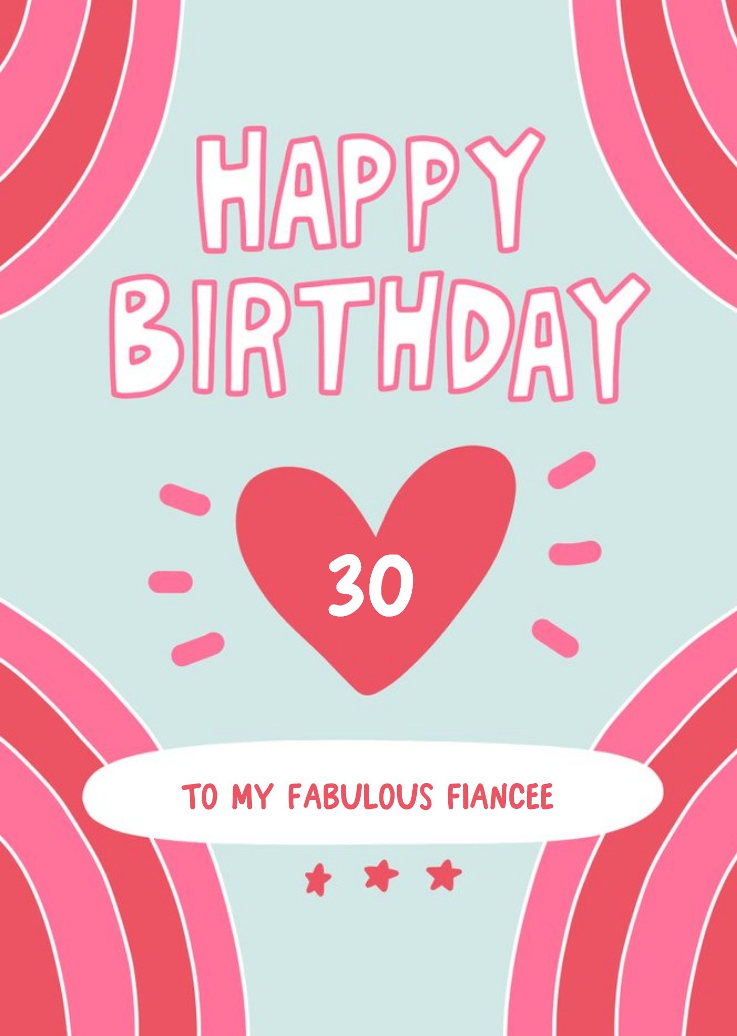 Pink Typographic Fiancee Birthday Card Ecard