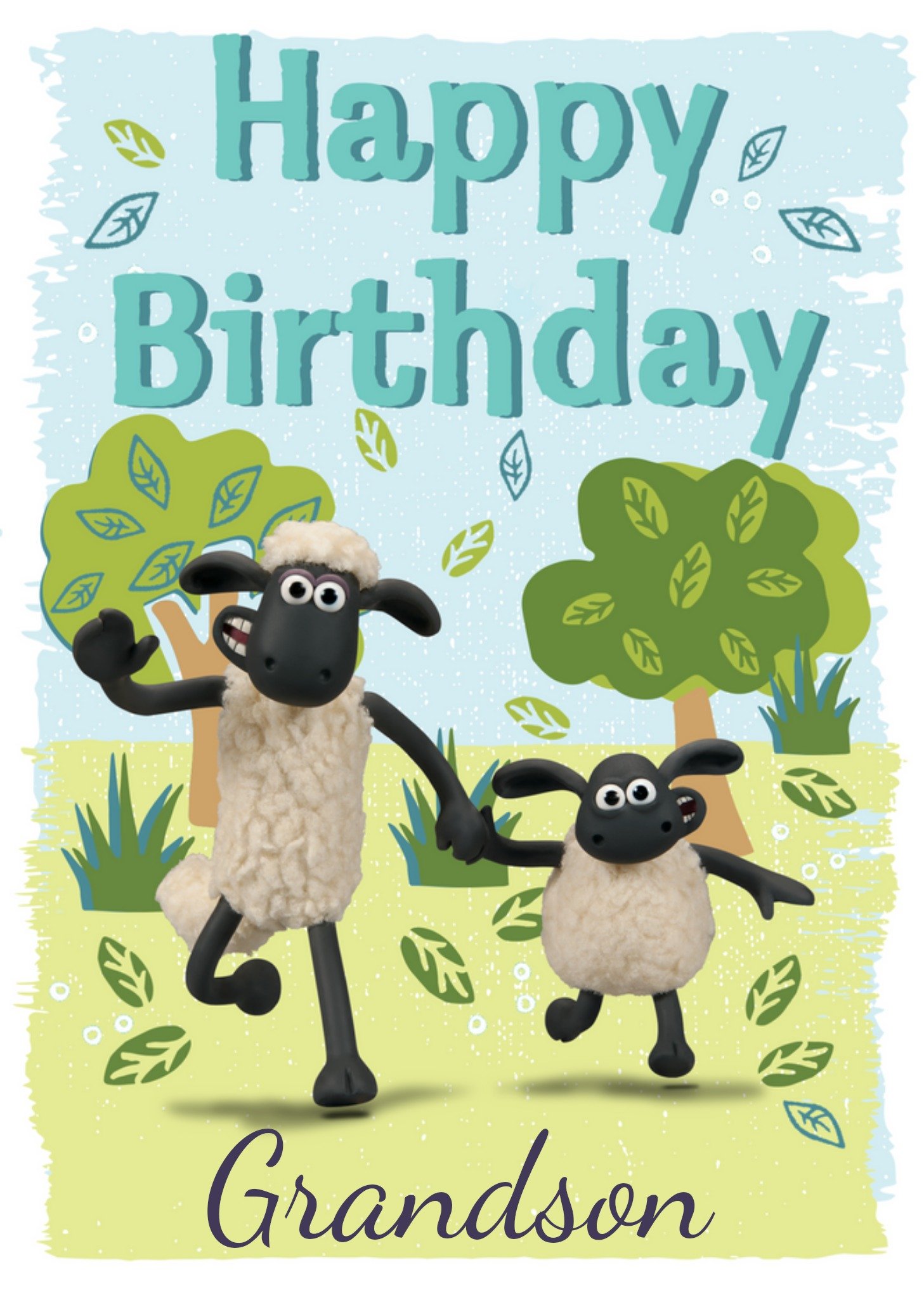 Moonpig Shaun The Sheep Dancing Sean Happy Birthday Grandson Card, Large