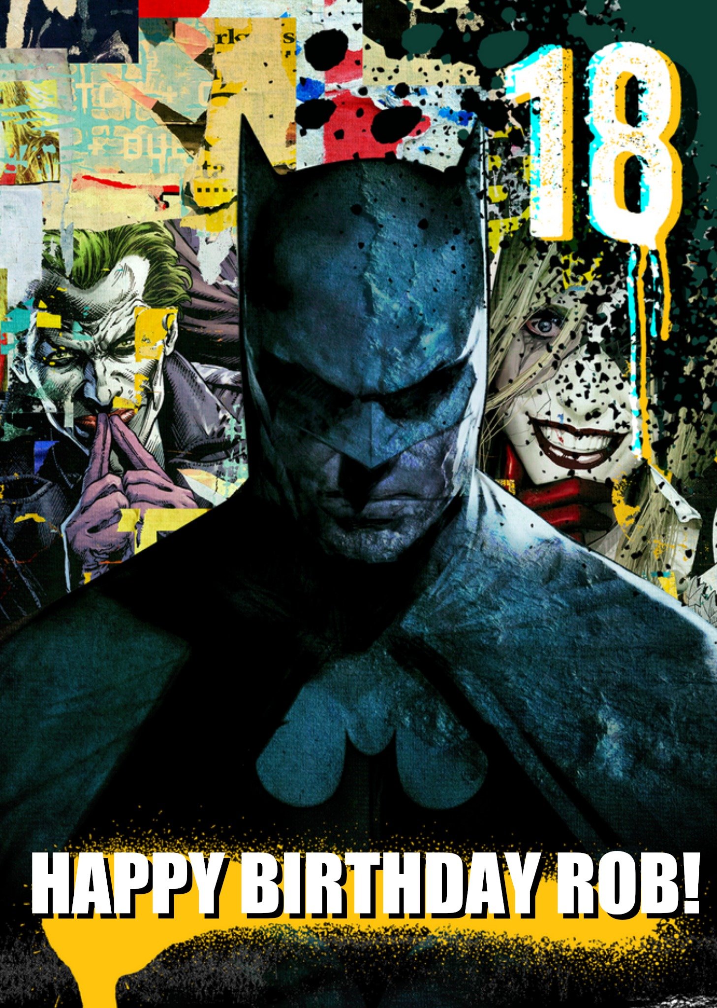 Batman Comic Book Batman 18 Personalised Birthday Card, Large