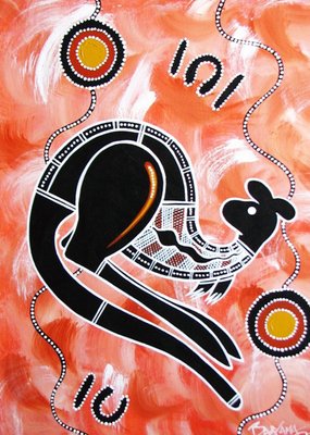 Hogarth Arts Red Illustrated Kangaroo Aboriginal Art Print Card