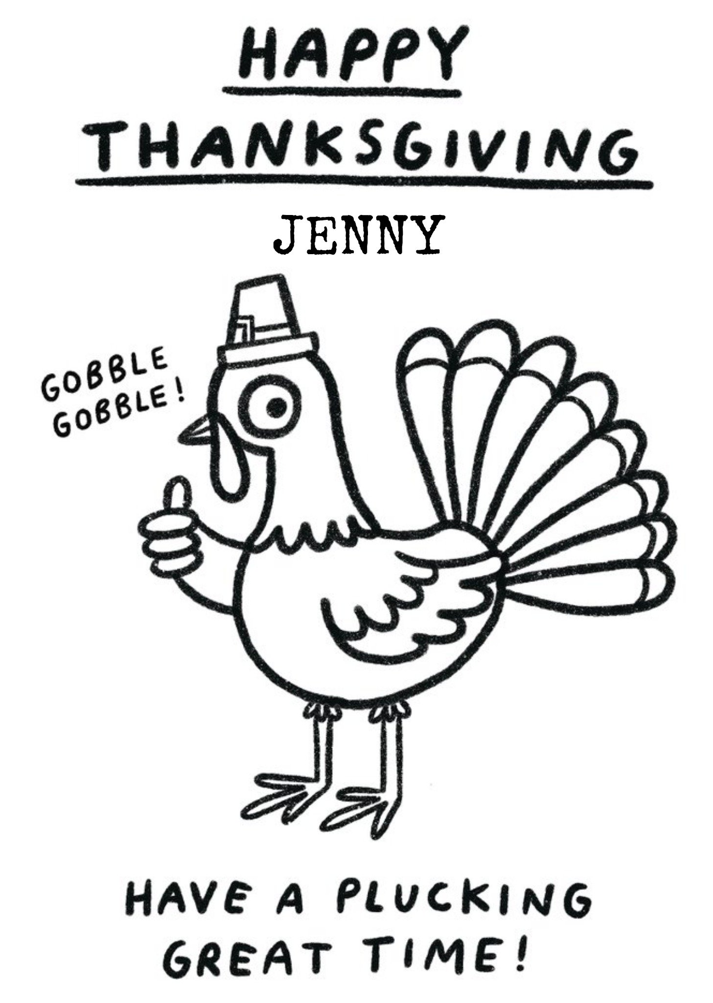 Moonpig Turkey Illustration Plucking Great Time Thanksgiving Pun Card, Large