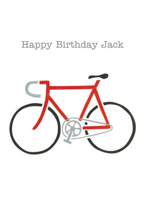Red Bicycle Stencil Personalised Happy Birthday Card