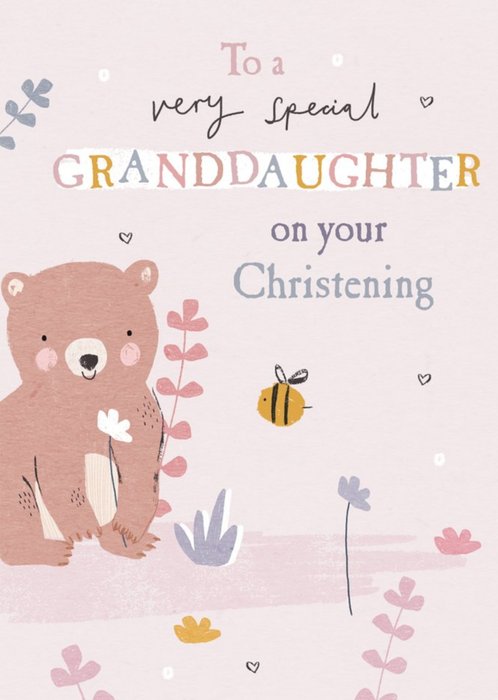 Cute Illustrated To A Very Special Granddaughter Christening Card