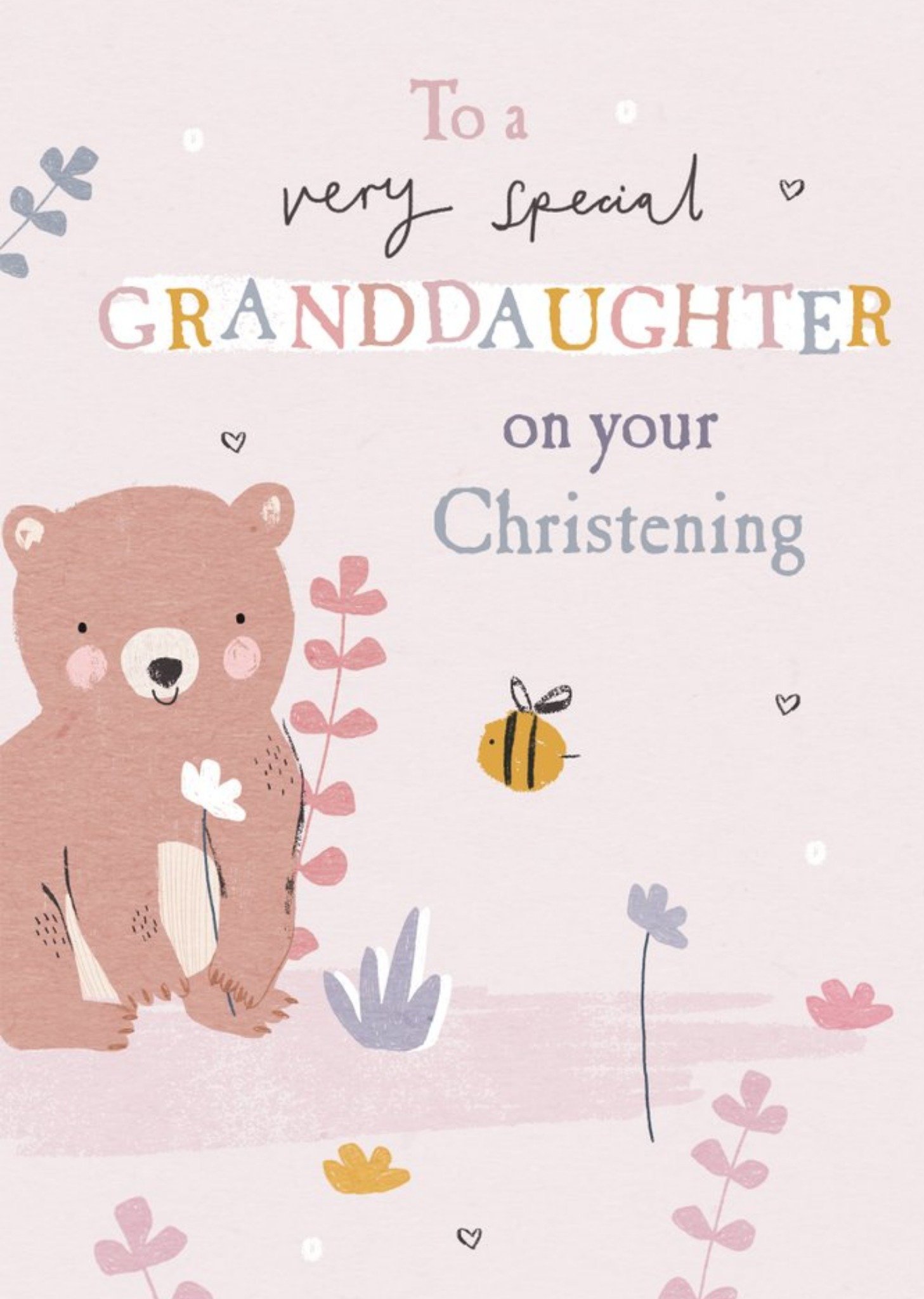 Cute Illustrated To A Very Special Granddaughter Christening Card Ecard