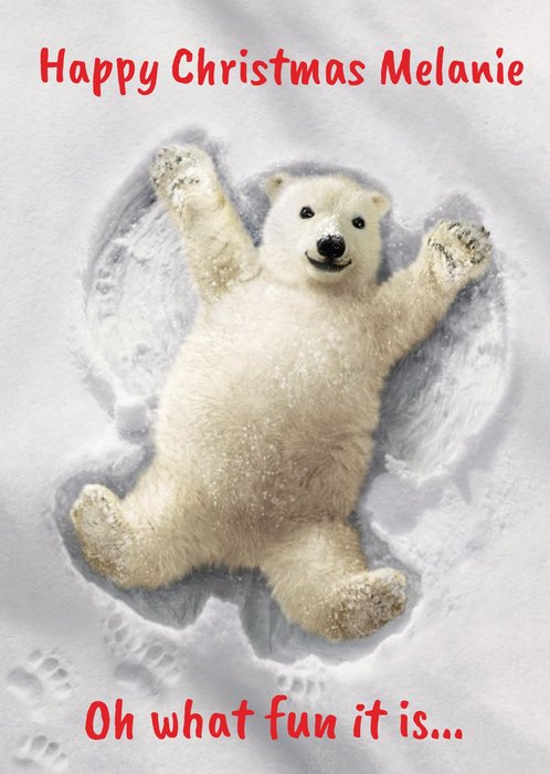 Polar Bear Snow Angel - Christmas Card