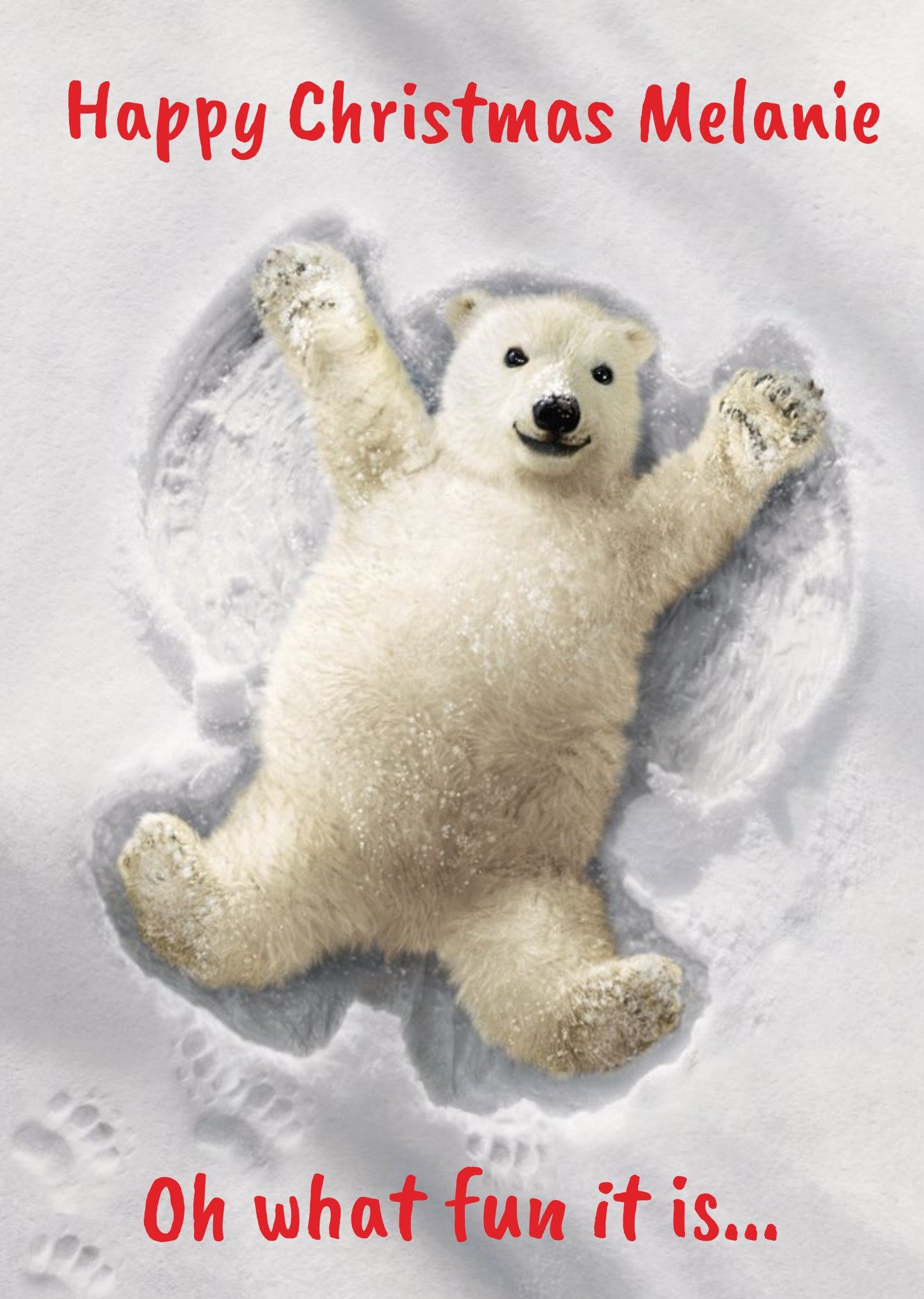 Moonpig Polar Bear Snow Angel - Christmas Card, Large