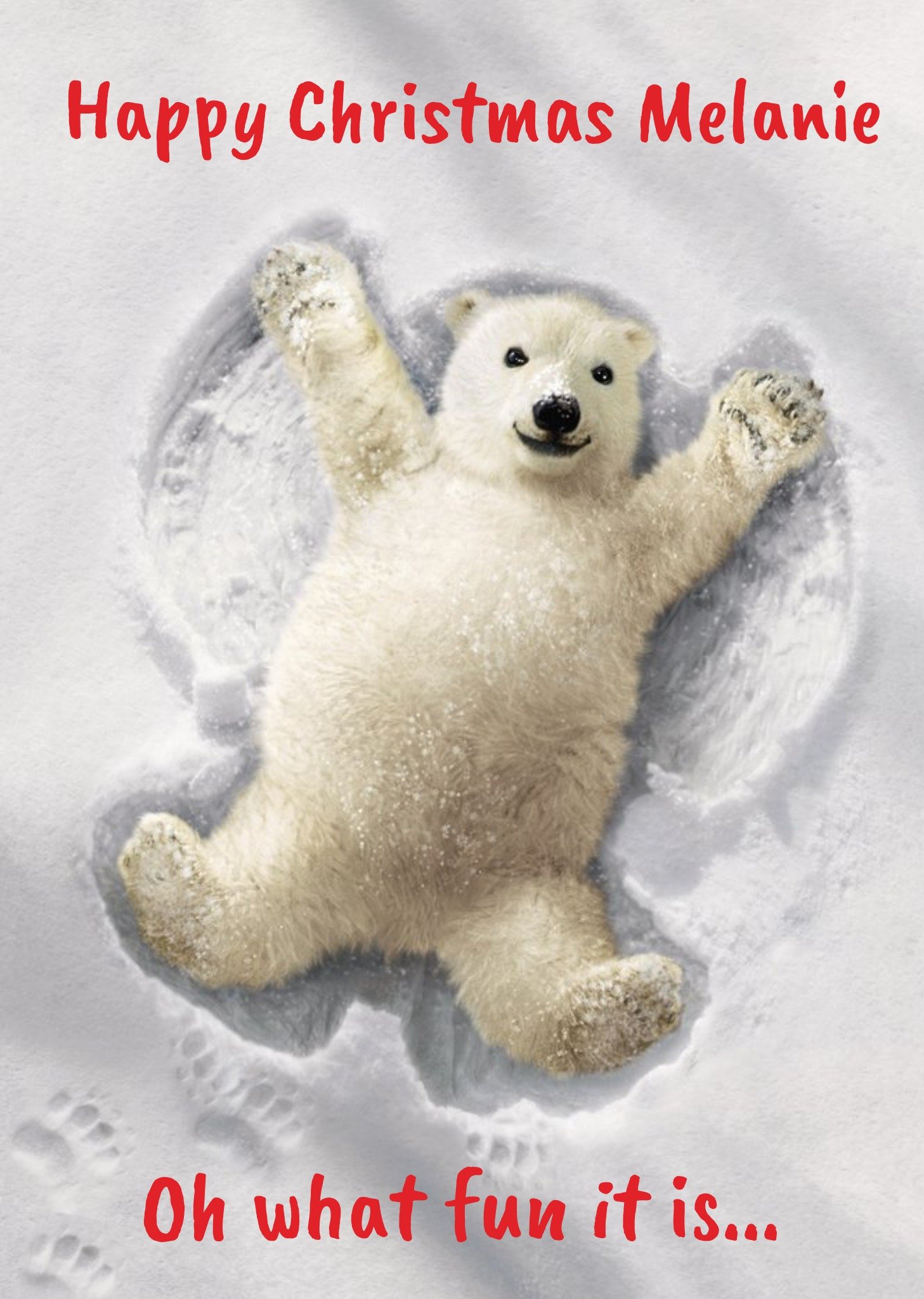 Polar Bear Snow Angel - Christmas Card Ecard