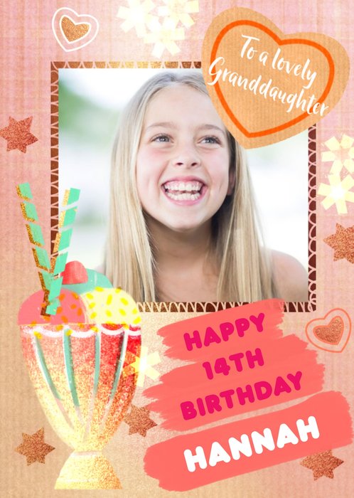 Milkshake To A Lovely Granddaughter Framed Photo Upload Birthday Card