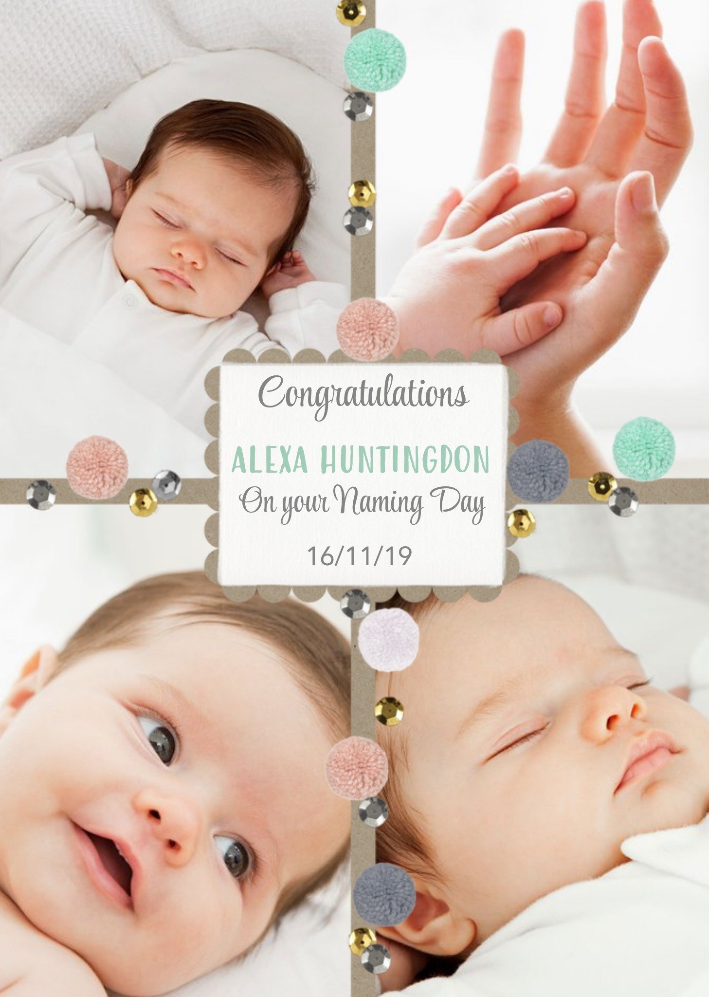 Moonpig Confetti Congratulations On Your Naming Day Photo Card, Large