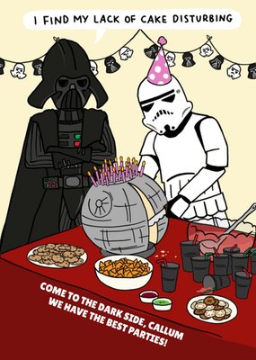 Star Wars funny birthday Card - I find my lack of cake disturbing