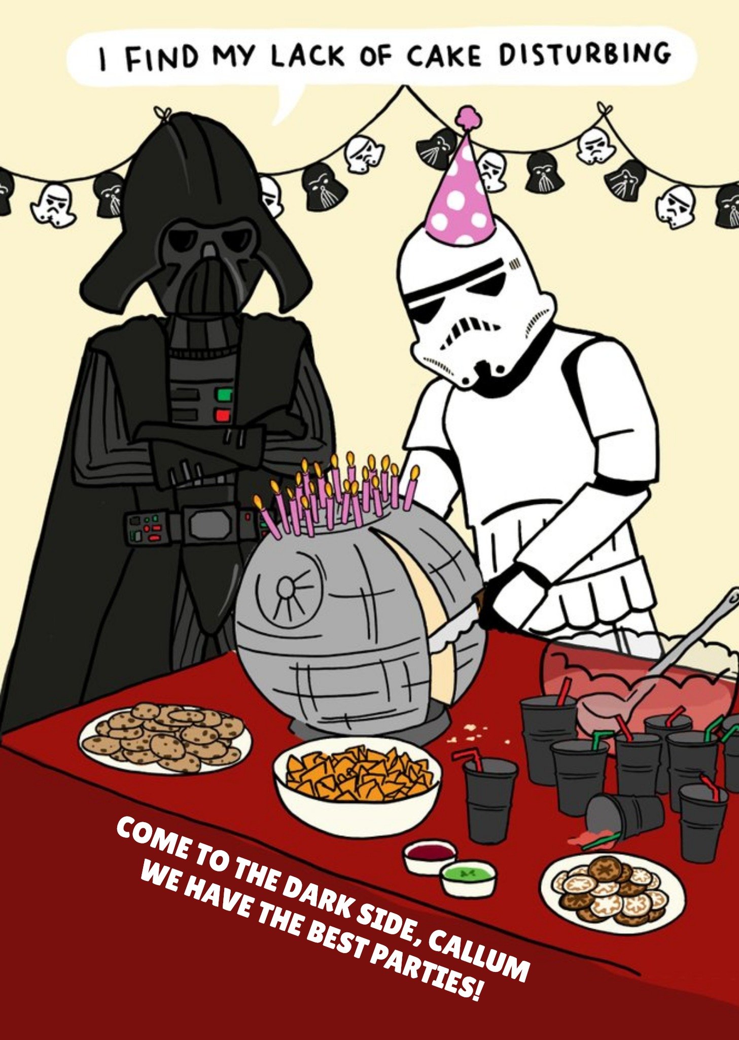 Disney Star Wars Funny Birthday Card - I Find My Lack Of Cake Disturbing Ecard