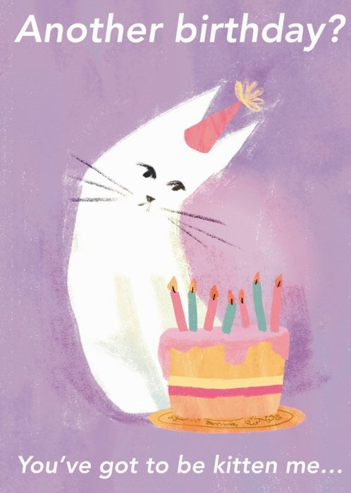 Cute Illustrated Kitten Funny Pun Birthday Card