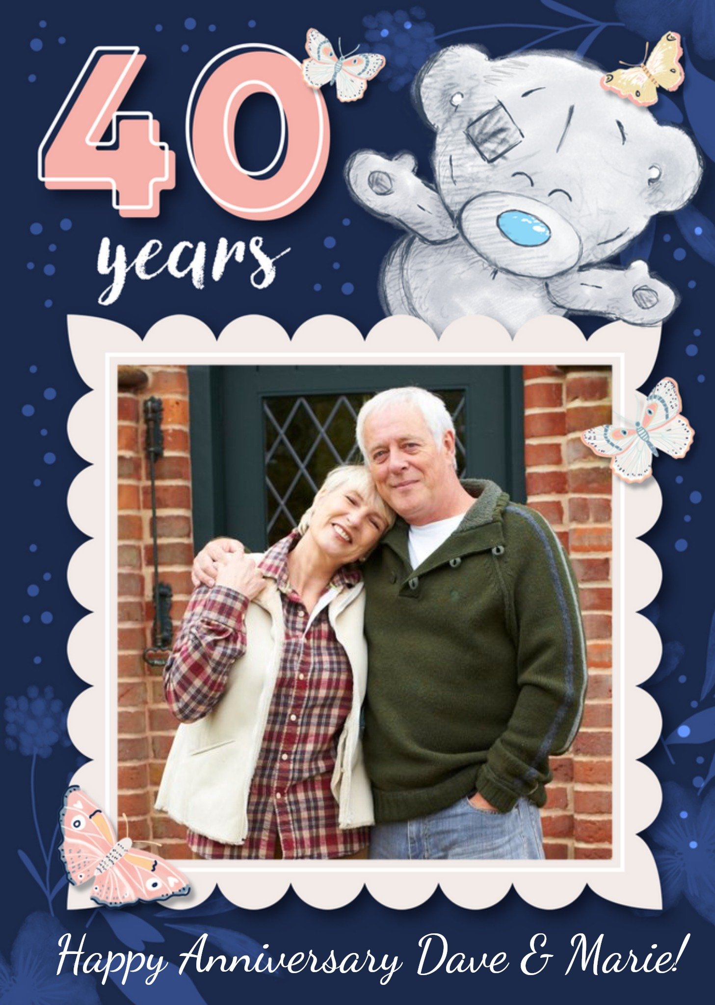 Me To You Tatty Teddy 40 Year Anniversary Photo Upload Card, Large