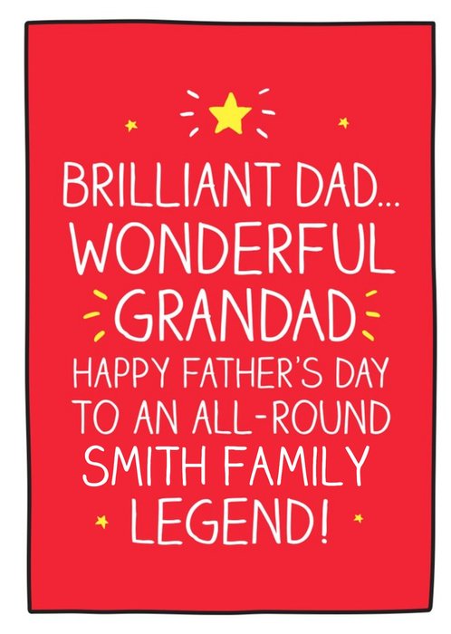 Happy Jackson To A Legend Happy Father's Day Card