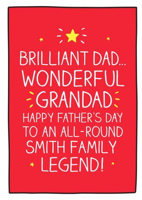 Happy Jackson To A Legend Happy Father's Day Card