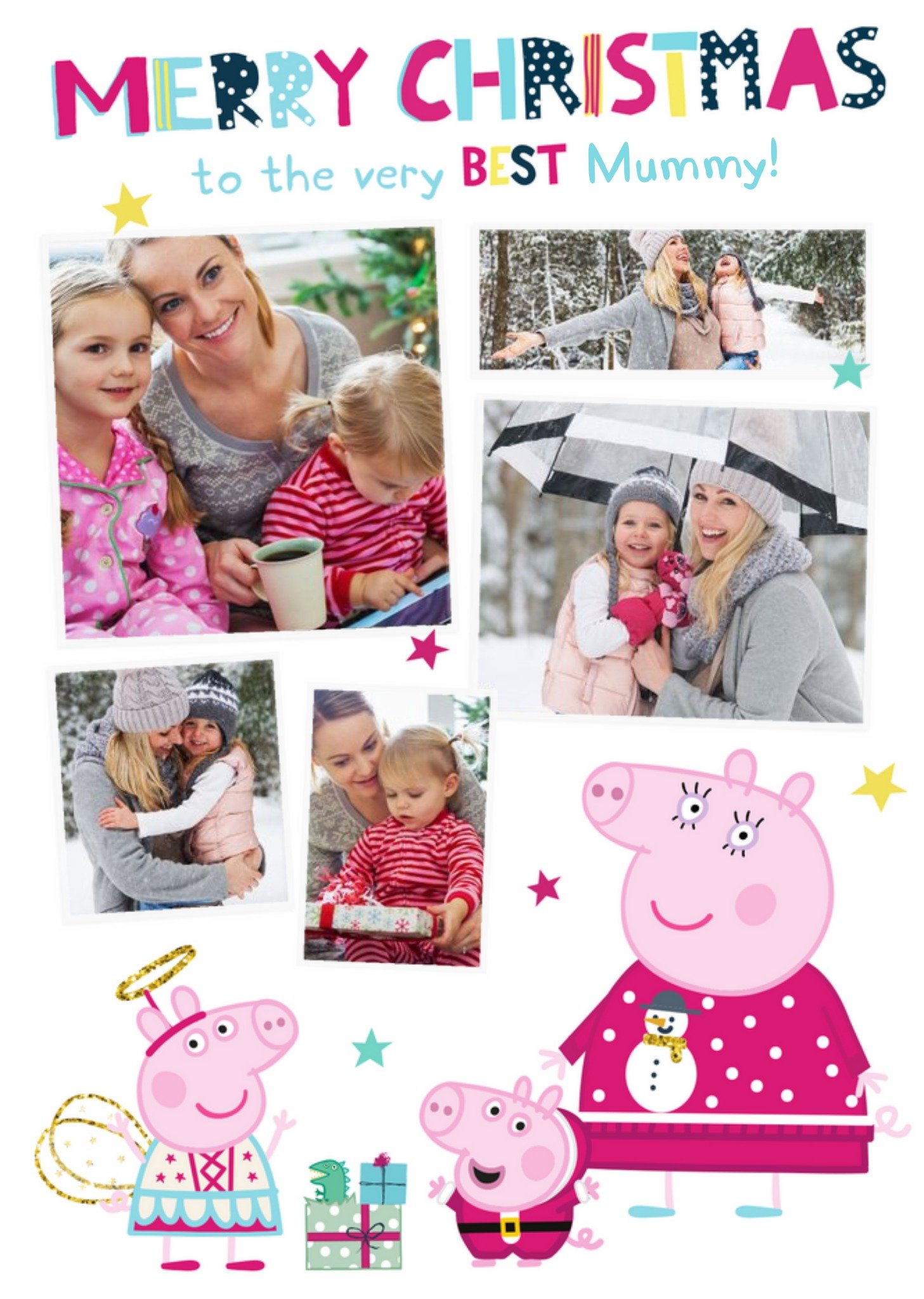 Peppa Pig Best Mummy Photo Upload Christmas Card, Large