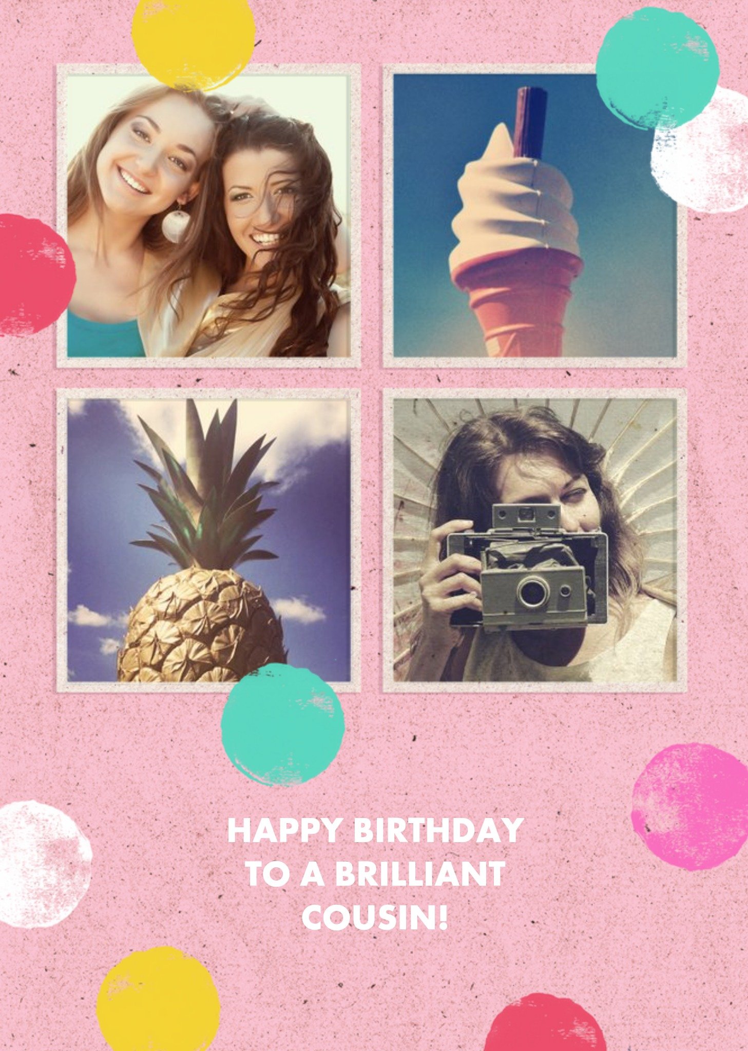 Moonpig To A Brilliant Cousin Personalised Photo Upload Happy Birthday Card, Large