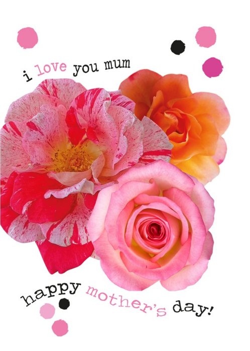 Roses Typographic I love You Mum Happy Mother's Day Card