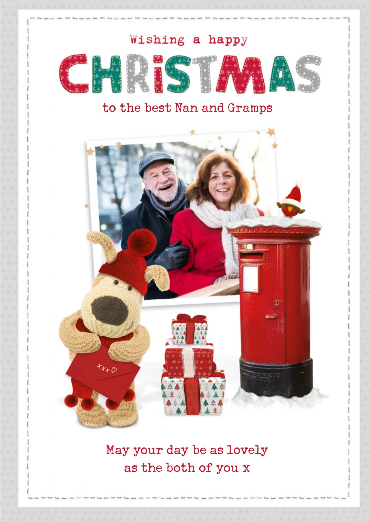 Boofle Best Nan And Gramps Photo Upload Christmas Card, Large