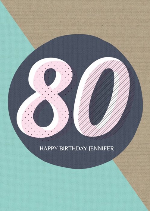 Personalised Text 80Th Birthday Card