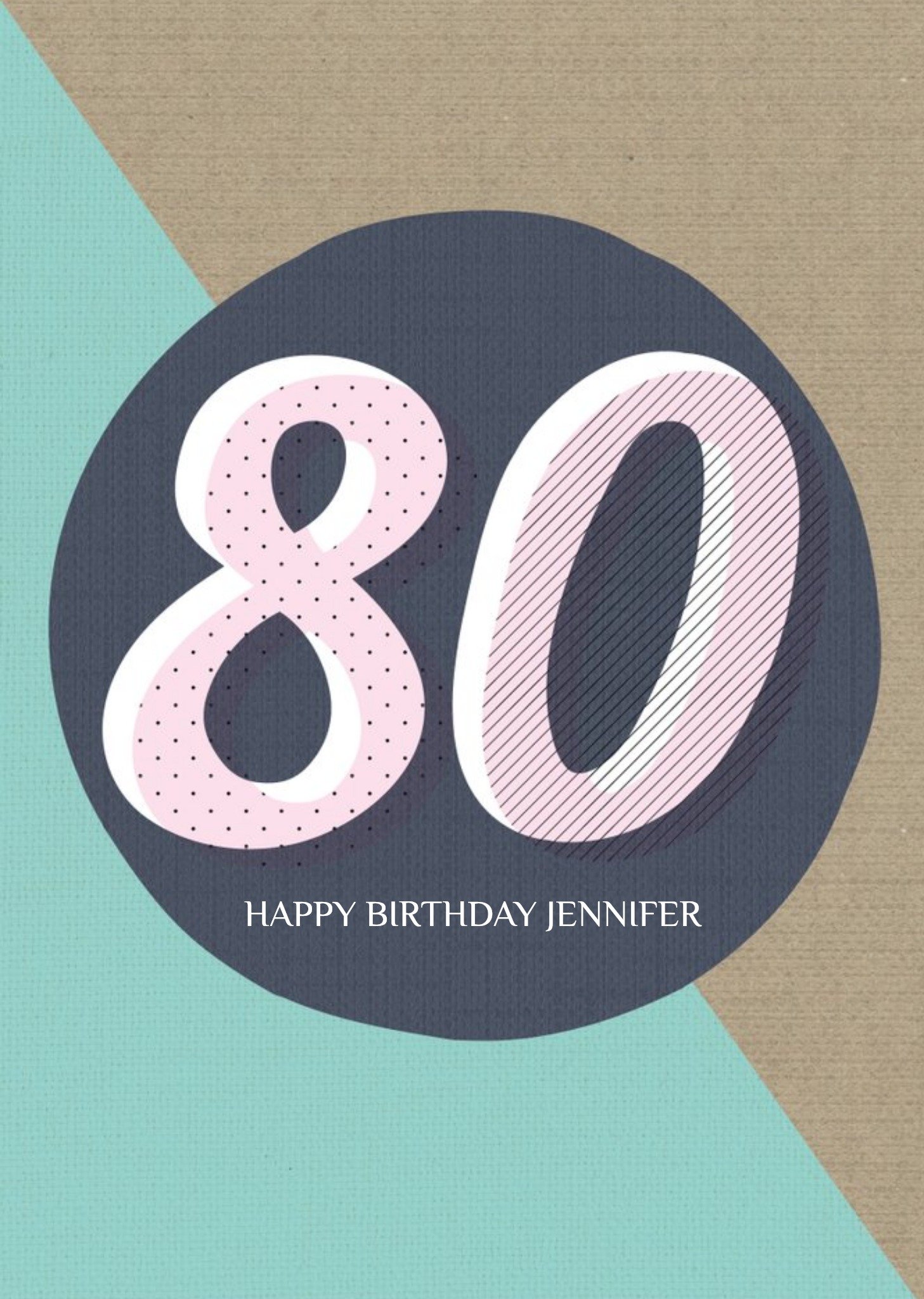 Personalised Text 80th Birthday Card Ecard