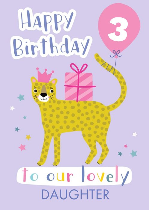 Cute Leopard Illustration Personalised Daughter Birthday Card