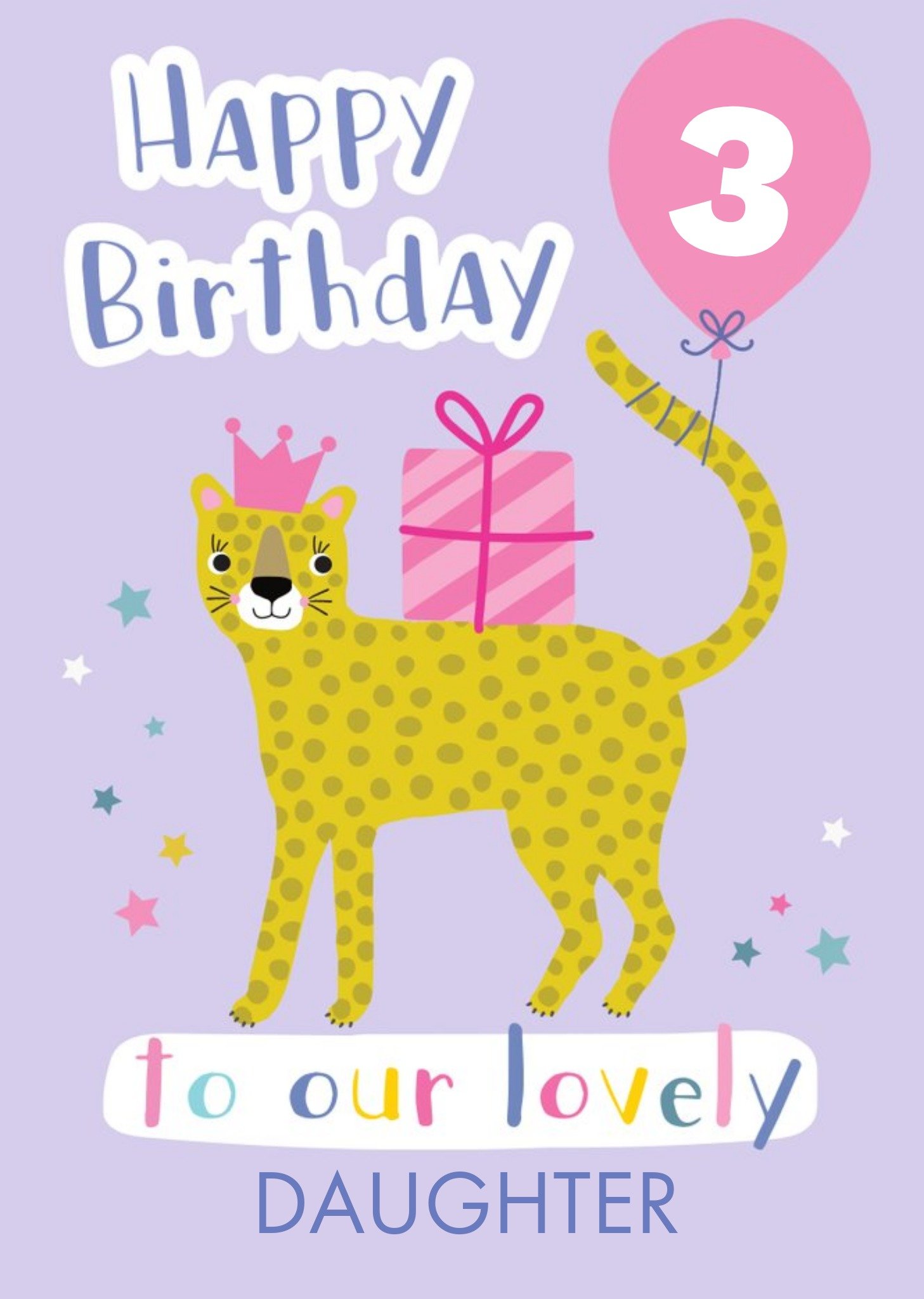 Cute Leopard Illustration Personalised Daughter Birthday Card Ecard