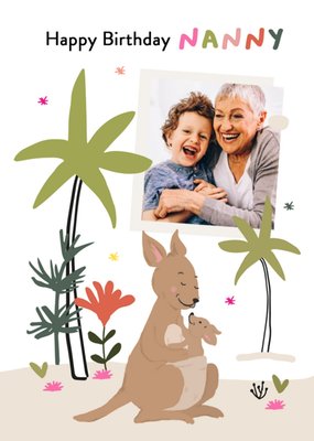 Illustrated Kangaroo and Joey Nanny Birthday Card