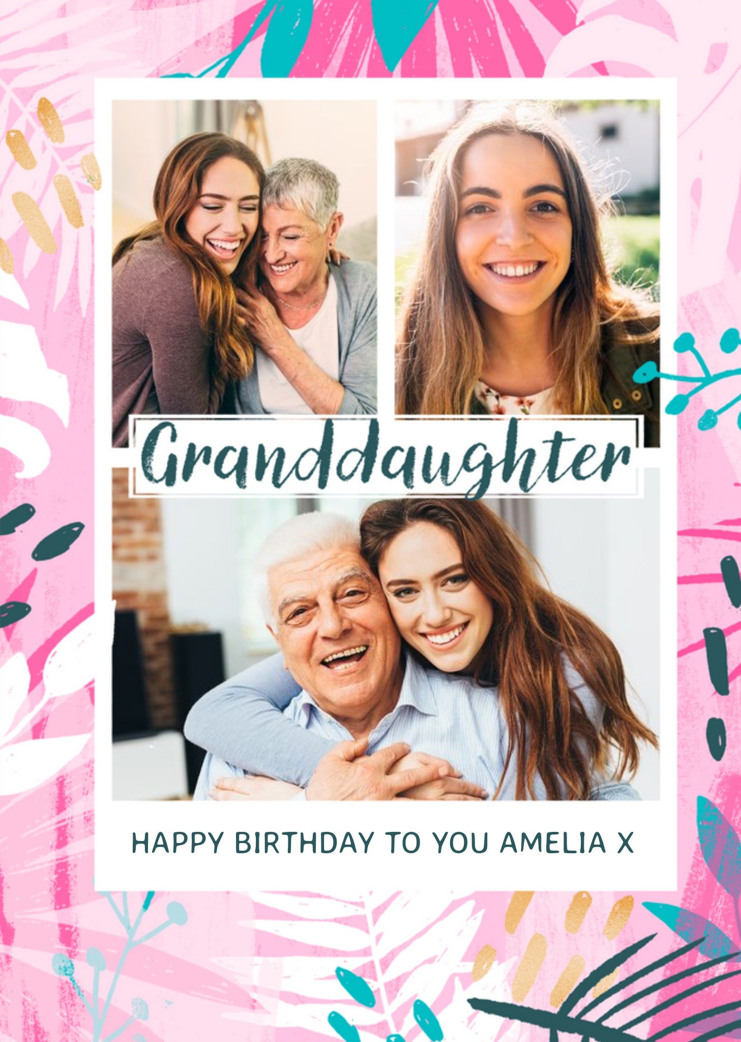 Moonpig Granddaughter Multi Photo Upload Tropical Birthday Card Ecard
